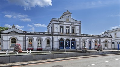 Railway station in classicist style in the city Ronse, Renaix, oldest train station of the European