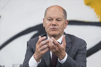 Olaf Scholz (Federal Chancellor of the Federal Republic of Germany, SPD) at a press conference