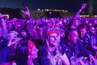 Copenhagen, Denmark - 19.6.2024: Festivalgoers at the Copenhell Metal Festival at Kløverparken