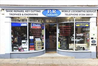 Locksmiths shop in Woodbridge, Suffolk, England, UK