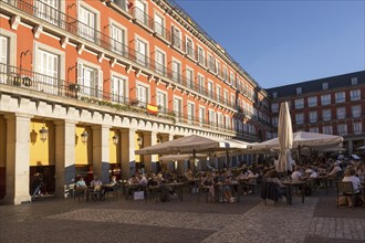 Plaza Mayor, Madrid, Spain designed 1619 Juan Gomez de Mora central square tourist attraction in