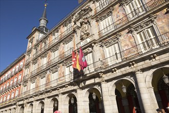 Plaza Mayor, Madrid, Spain designed 1619 Juan Gomez de Mora central square tourist attraction in