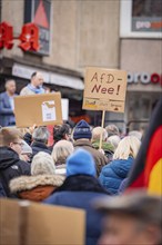 Demonstration participants holding a poster against the AfD, 'Bunt statt braun', Gegen Rechts Demo,