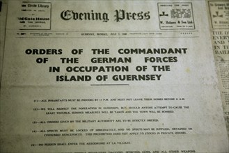 Newspaper with orders of German commandant, German Underground Military hospital, Guernsey, Channel