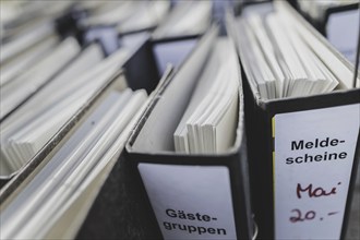 File folders stand in front of the Federal Chancellery as part of a protest action by the German