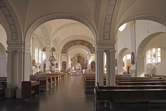 Interior view of St Eligius Church built in 1853, neo-baroque, late classicist, Völklingen,