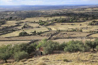 View over countryside from historic medieval town of Trujillo, Caceres province, Extremadura,