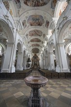 Interior of the originally Gothic hall church, was completely baroqueised in the 18th century,