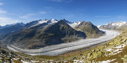 Aletsch glacier, glacier tongue, panorama, climate change, decline, global warming, ice, global