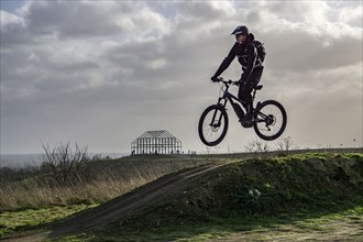 Mountain bike trail with jumps, downhill trail, on the Norddeutschland spoil tip in