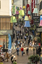 City centre of Essen, summer, Limbecker Straße, pedestrian zone, shopping street, decoration, North