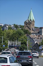 Entrance road, Abteistraße, St. Ludgerus Church, Essen-Werden, in the south of the city, North