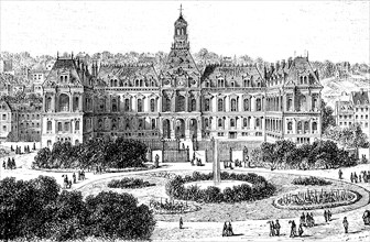 The town house in Le Havre, Normandy, France, in 1850, Historical, digital reproduction of an