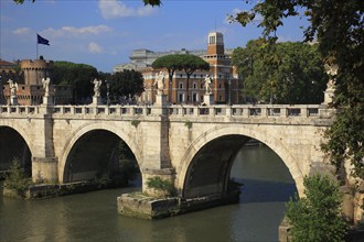 The Angel's Bridge, Ponte Sant'Angelo, over the Tiber in, Rome, Italy, Europe