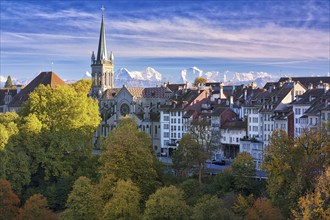 Bern's Old Town with St Peter and Paul Church, UNESCO World Heritage Site, snow-covered Bernese