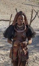 Young traditionally dressed Himba woman, near Opuwo, Kaokoveld, Kunene, Namibia, Africa