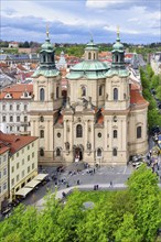 Aerial view of St. Nicholas Church, Prague, Bohemia, Czech Republic, Europe