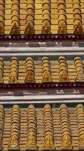 Roof decoration on the Uposatha Hall, Ubosot, the roof is staggered in three tiers and covered with