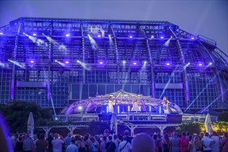 Botanical Night, illuminated large tropical house, Botanical Garden, Lichterfelde,