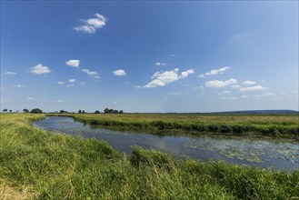 The Hunte, river, natural landscape, blue sky, nature, river course, Dümmer, Bohmte, Lower Saxony,