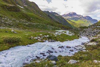 Glacier stream below the Moiry glacier, near Grimentz, Val d'Anniviers, Valais Alps, Canton Valais,