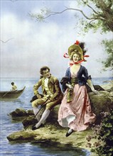 Flirt au Bord de la Mer, by Hippolyte Lucas, Painting in the entrance to the Casino, Monaco, Monte