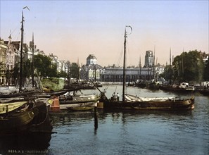 The Fish Market, Rotterdam, Holland, c. 1895, Historical, digitally restored reproduction from a