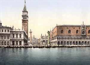 Die Piazzetta, Venedig, Italien, Historic, digitally restored reproduction from a 19th century