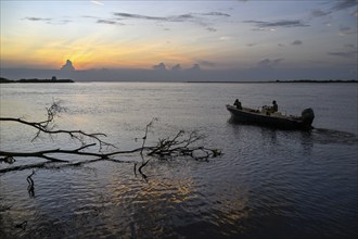 Loango Lodge excursion boat, Iguéla Lagoon, Loango National Park, Parc National de Loango,