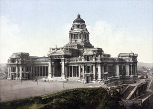 Palace of Justice in Brussels, Belgium, Historical, digitally restored reproduction from a 19th