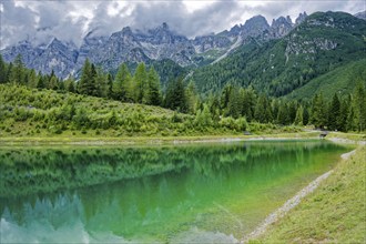 Panoramic lake, mountain lake, Stubai Alps near Telfes and Fulpmes, high mountains of the Alps,