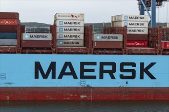 Container, container ship Mette Maersk, Maersk Line, harbour, Gothenburg, Sweden, Europahiff,