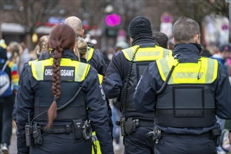 Rose Monday parade in Düsseldorf, street carnival, officials of the public order office