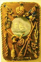 Knot board, maritime picture, training ship Germany, Bremerhaven, Germany, Europe