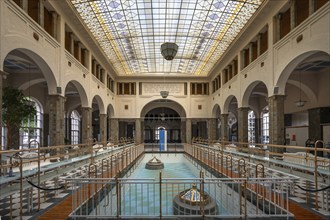 Historic fountain hall with glass dome, inaugurated in 1842, replaced by a new building in 1911,