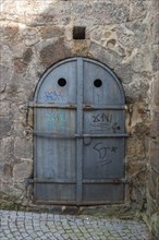 Heavy iron door at the Langheimer Hof, 16th century, former Cistercian monastery courtyard, today