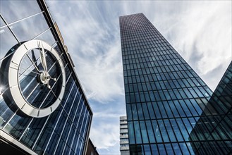 Modern architecture, high-rise building, Messeturm, Basel, Canton of Basel-Stadt, Switzerland,