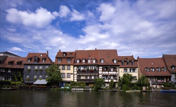 Row of houses Little Venice on the banks of the Regnitz, Bamberg, Upper Franconia, Bavaria,