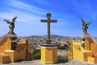 Mexico, Cholula, Our lady of Remedies catholic church built on top of pyramid in Puebla state,