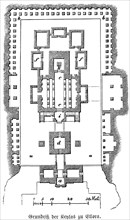 Floor plan of the Keylas at Ellora, Ellora Caves, Maharashtra, near Mumbai, scale, drawing,