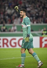 Goalkeeper Fabian Bredlow VfB Stuttgart (01) Gesture Gesture Cheering, MHPArena, MHP Arena