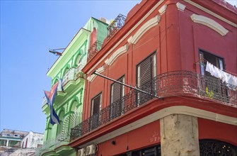 Scenic colorful Old Havana streets in historic city center (Havana Vieja) near Paseo El Prado and