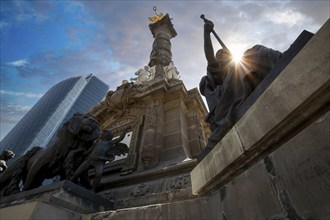 Mexico City, Mexico-21 April, 2021: Angel of Independence monument located on Reforma Street near