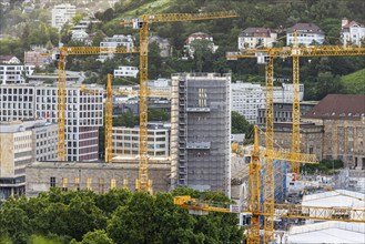 Construction site with crane for the Stuttgart 21 project, a new main railway station is being