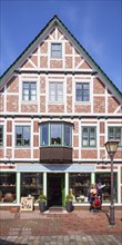 Altländer Drogerie Hubert in an old half-timbered house in the town centre of Jork, Altes Land,