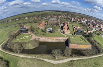 Aerial view of fortress Dömitz at the Elbe river, Germany, Europe