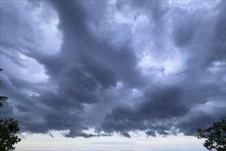 Dark thunderclouds Clouds during approaching thunderstorm and storm, Germany, Europe