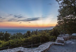 Sunset view from a stone wall in Cheaha State Park near Delta, Alabama