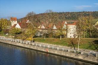 Main-Donau Kanal, historic center of Berching, Bavaria, Germany, Europe