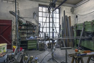 Workshop of a metal powder mill, founded in 1900, Igensdorf, Upper Franconia, Bavaria, Germany,